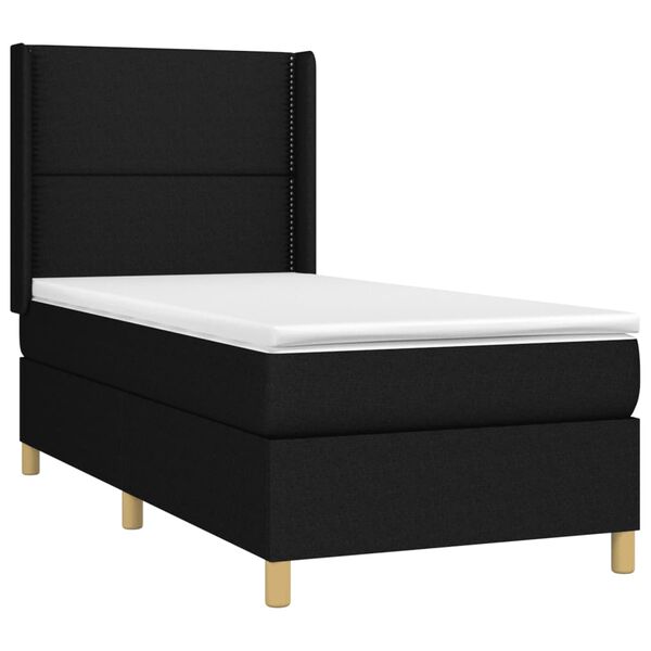vidaXL Boxspringbett mit Matratze & LED Schwarz 90x200 cm Stoff