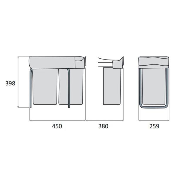 eyckhaus Einbau-Abfallsammler Rechteckig 2x14 L Grau