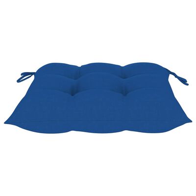 vidaXL Gartenstühle mit Blauen Kissen 4 Stk. Massivholz Teak