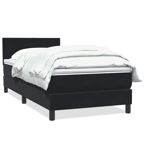 vidaXL Boxspringbett mit Matratze Schwarz 100x210 cm Samt
