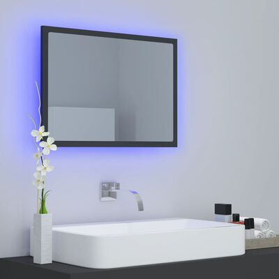 vidaXL LED-Badspiegel Grau 60x8,5x37 cm Acryl
