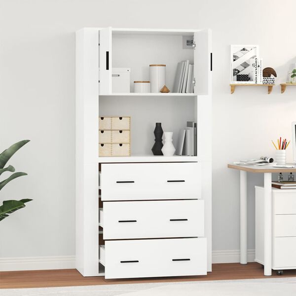 vidaXL Highboard Hochglanz-Wei&szlig; Holzwerkstoff