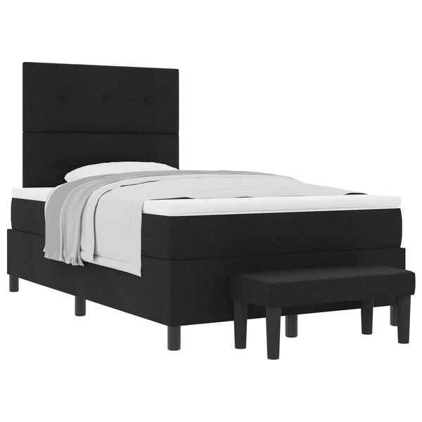 vidaXL Boxspringbett mit Matratze Schwarz 120 x 190 cm Stoff