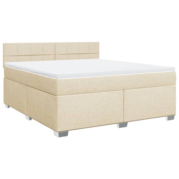 vidaXL Boxspringbett mit Matratze Creme 180x200 cm Stoff