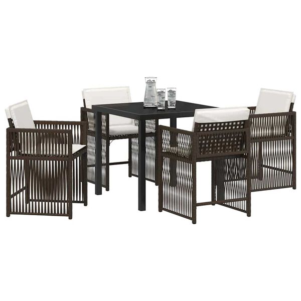 vidaXL Garten Essgruppe 5 pcs Braun Poly-Rattan