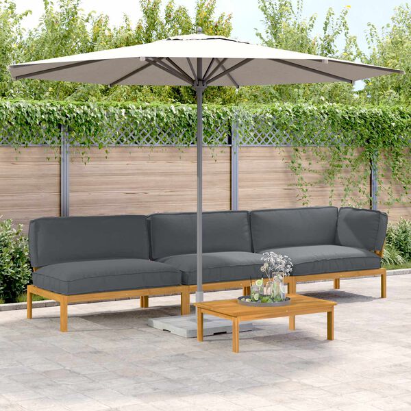 vidaXL Sofa Set mit Kissen Uni 4 pcs Anthrazit Massivholz Akazie