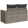 vidaXL Gartensofa 2-Sitzer mit Kissen Grau Poly Rattan