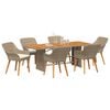 vidaXL Garten Essgruppe mit Kissen 7 pcs Beige Poly-Rattan