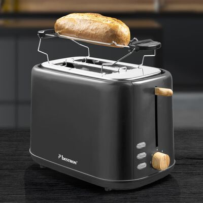 Bestron Toaster ATO850BW 800 W Schwarz Holz