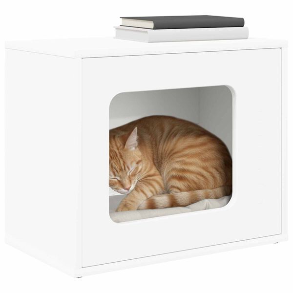 vidaXL Katzenhaus Wei&szlig; 51 x 30 x 42 cm Holzwerkstoff