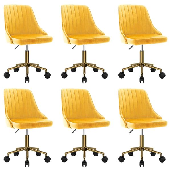vidaXL Esszimmerst&uuml;hle 6 Stk. Drehbar Gelb Samt