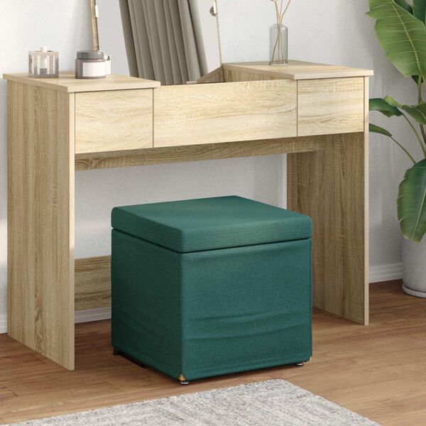 vidaXL Hocker Dunkelgr&uuml;n 41 x 41 x 40 cm Stoff und Pressholz