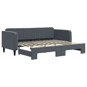 vidaXL Tagesbett Ausziehbar Dunkelgrau 90x200 cm Samt