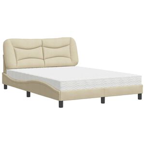 vidaXL Bett mit Matratze "Hvar" Creme 140x200 cm Stoff