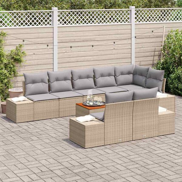 vidaXL Garten-Sofa-Set 9 pcs Beige und Hellgrau