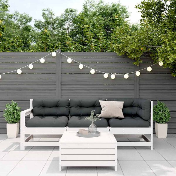 vidaXL 4-tlg. Garten-Lounge-Set mit Kissen Weiß Massivholz Kiefer