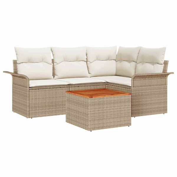 vidaXL Gartensofa-set mit Kissen 5 pcs Beige Poly-Rattan