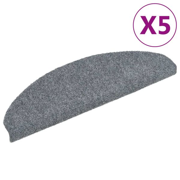 vidaXL Stufenmatten Selbstklebend 5 Stk. 65x21x4 cm Hellgrau Halbrund Gro&szlig;
