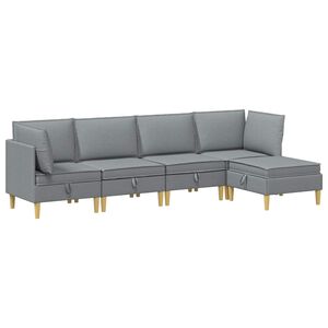 vidaXL Modular Sofa Set mit Stauraum 5 stk. Hellgrau Stoff