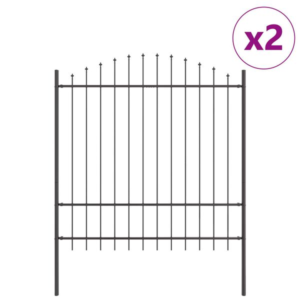 vidaXL Gartenzaun 2 pcs Grau 170 x 215 cm Pulverbeschichteter Stahl