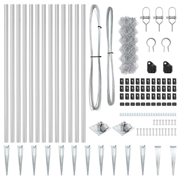 vidaXL Zaunpfosten Silber 25 x 0,8 m (40 x 40 mm Maschen) Stahl