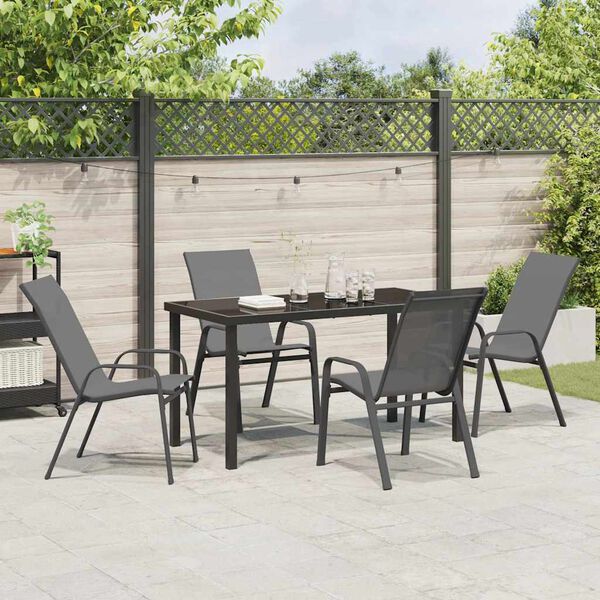 vidaXL Garten Essgruppe 5 pcs Grau und Schwarz