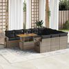 vidaXL 11-tlg. Garten-Sofagarnitur mit Kissen Grau Poly Rattan