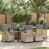 vidaXL Garten Essgruppe mit Kissen 7 pcs Beige Poly-Rattan