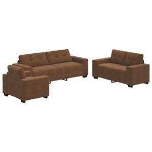 vidaXL Sofa 3 pcs Braun 221 x 80 x 80 cm Leinenmischgewebe