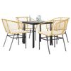 vidaXL 5-tlg. Garten-Essgruppe mit Kissen Braun Poly Rattan Glas