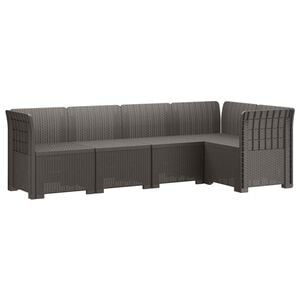 vidaXL 5-Sitzer Gartensofa Rattan-Look PP Hellgrau