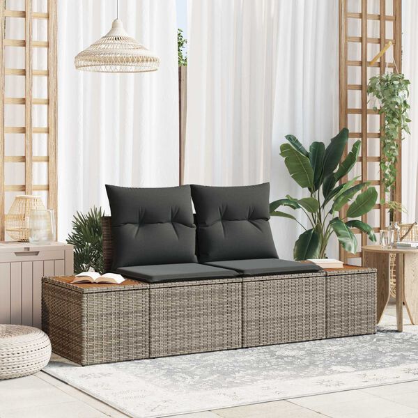 vidaXL Gartensofa Grau 184 x 62 x 85cm Poly-Rattan