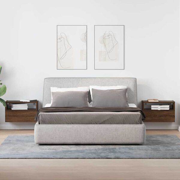 vidaXL Wand-Nachttische 2 Stk. Braun Eichen-Optik 45x26x28,5 cm