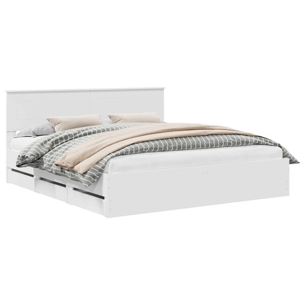 vidaXL Bettrahmen mit Schubladen Wei&szlig; 200 x 200 cm Ingenieurs Holz