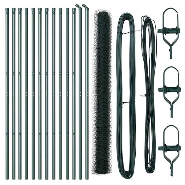 vidaXL Zaunpfosten Gr&uuml;n 25 x 1,5 m (36 mm Maschen) Stahl