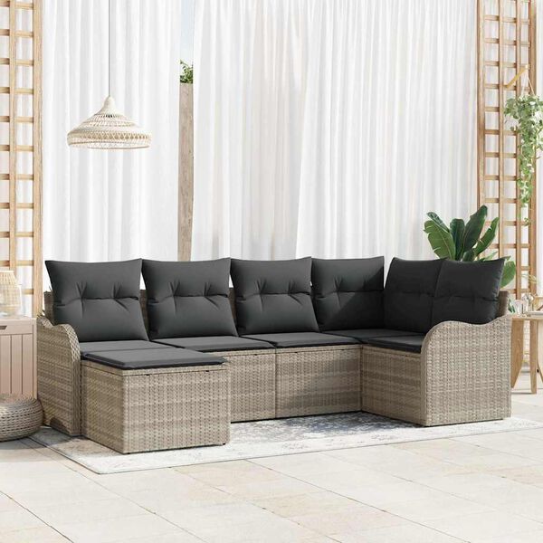 vidaXL Gartensofa-set Hellgrau Poly-Rattan