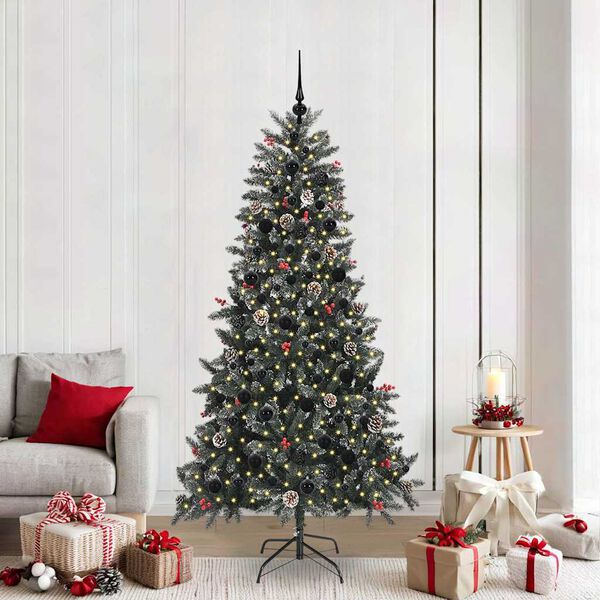 vidaXL K&uuml;nstlicher Weihnachtsbaum Gr&uuml;n 210 cm PVC, Plastik und Stahl
