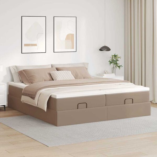 vidaXL Ottoman-Bett mit Matratzen Cappuccino 200x200cm Kunstleder