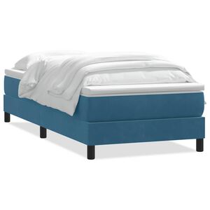 vidaXL Boxspringbett mit Matratze Dunkelblau 80x220 cm Samt