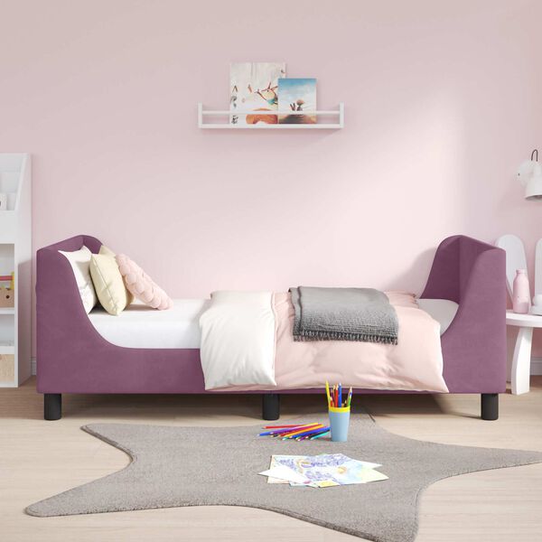 vidaXL Kinderbettgestell mit Kopfteil Lila 80 x 160 cm Samt