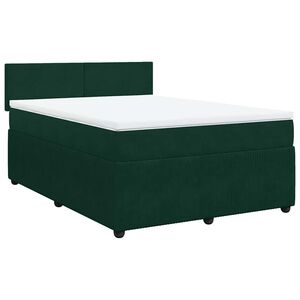 vidaXL Boxspringbett mit Matratze Dunkelgr&uuml;n 140x190 cm Samt