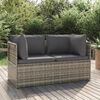 vidaXL Gartensofa 2-Sitzer mit Kissen Grau Poly Rattan