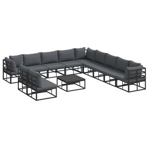 vidaXL Gartensofa-set mit Kissen 12 pcs Schwarz Aluminium