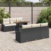 vidaXL Garten-Sofa-Set mit Kissen mit Kissen 7 pcs Schwarz und Creme