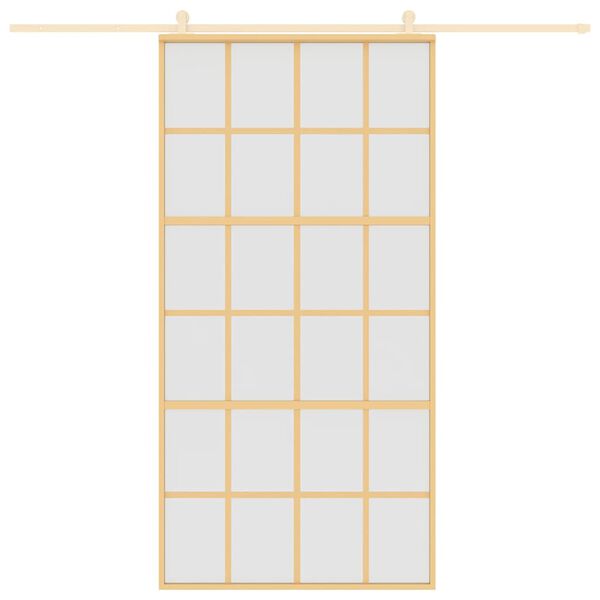 vidaXL Schiebet&uuml;r Golden 102,5x205 cm Matt ESG-Glas und Aluminium