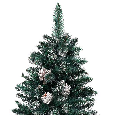 vidaXL Weihnachtsbaum Schlank mit Beleuchtung & Kugeln Grün 180 cm