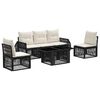 vidaXL Gartensofa-set 6 stk. Schwarz und Cremewei&szlig; Poly-Rattan