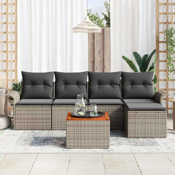 vidaXL Gartensofa-set mit Speicher 6 pcs Grau Poly-Rattan