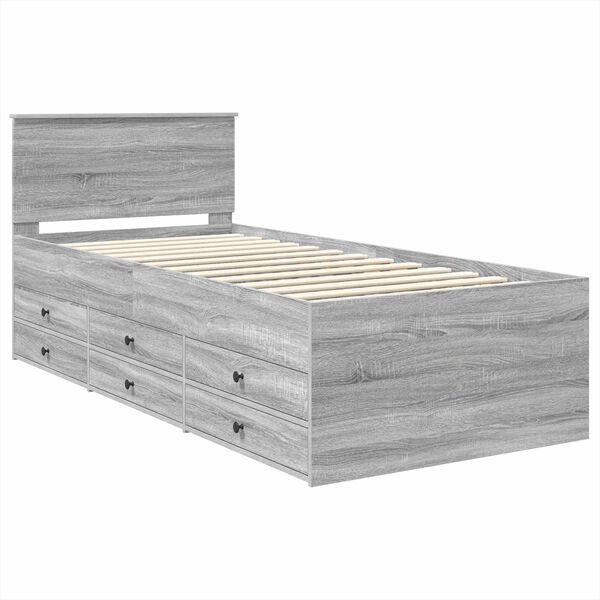 vidaXL Tagesbett Grau Sonoma und Schwarz 100 x 200 cm Holzwerkstoff