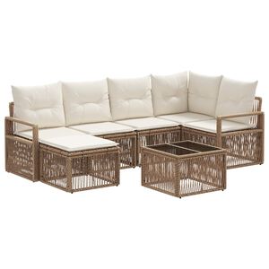 vidaXL Gartensofa-set 7 pcs Beige Poly-Rattan